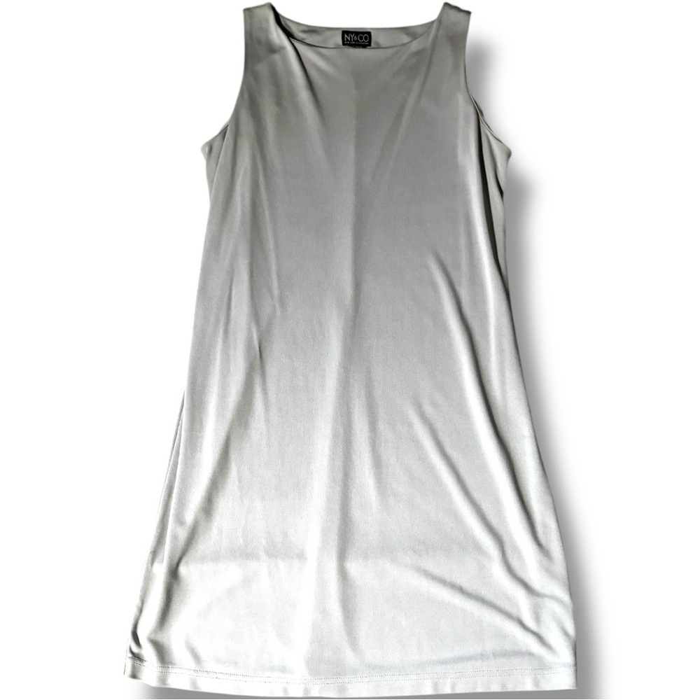 New York & Company Elegant Sleeveless Light Gray Knee Length A-line Mini Dress - Picture 7 of 15